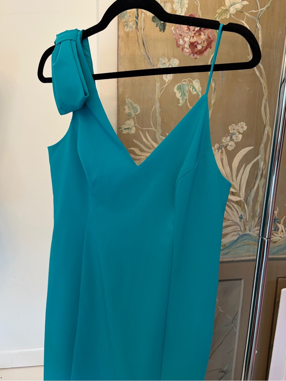 Aidan Elegant Teal One-Shoulder Slip Dress